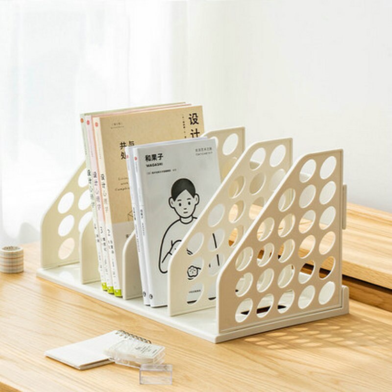 Office Desk File Organizer Magazine Holder Four-columns Bookshelf Paper Organizer Document File Storage Book Stand