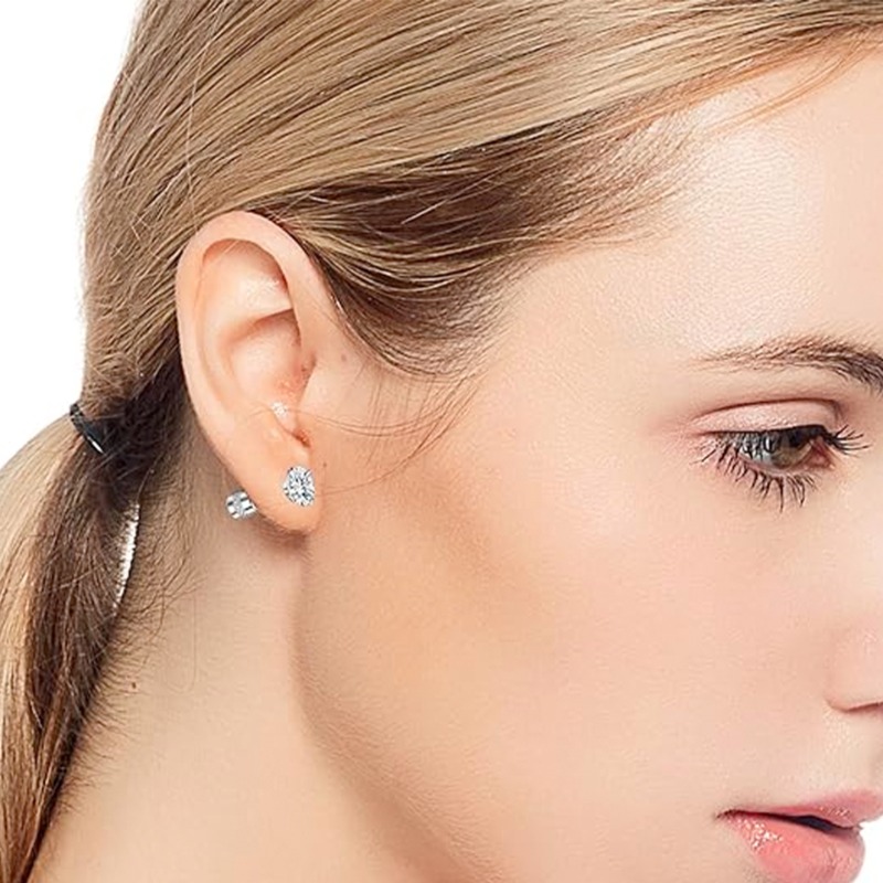 2pcs 20G Hypoallergenic Titanium Steel Stud Earrings for Men Women, Zircon Screw Back Earring Cartilage Tragus Ear Piercing