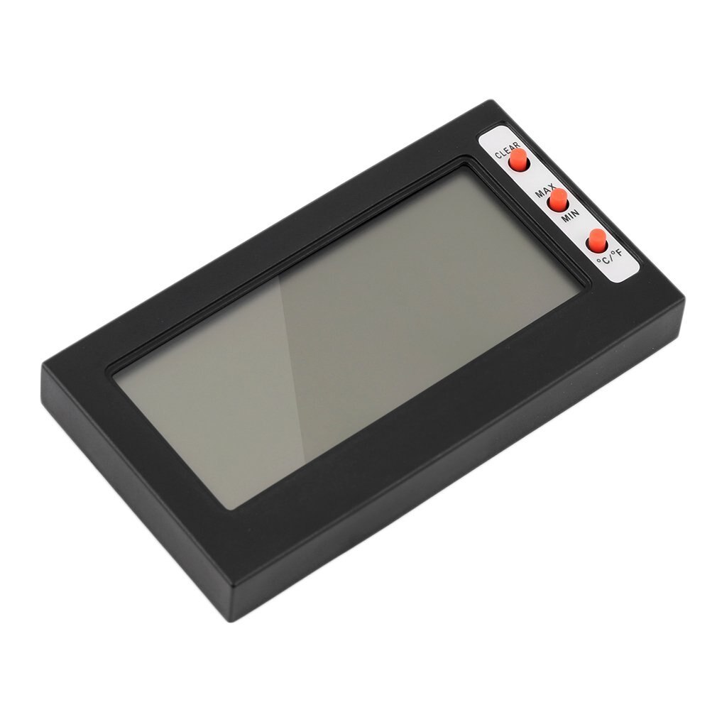 Large Digital LCD Display Freezer Room Thermometer Hygrometer Max Min Memory Celsius Fahrenheit wih a Back Bracket Black