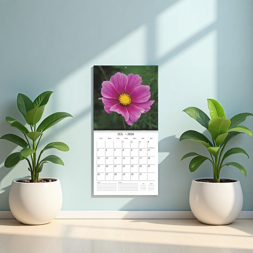 12 Month Flowers Themed Wall Calendar Wall Hanging Thick Paper Calendar Decorative Floral Calendar Household Scenes