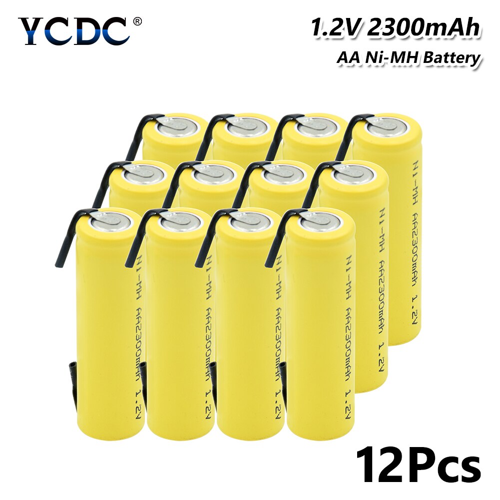 Ni-MH AA Battery 1.2V 2300mAh Rechargeable Batteries Lithium Bateria Welding Nickel Sheet batteries For Toy Flashlight: 12 PCS