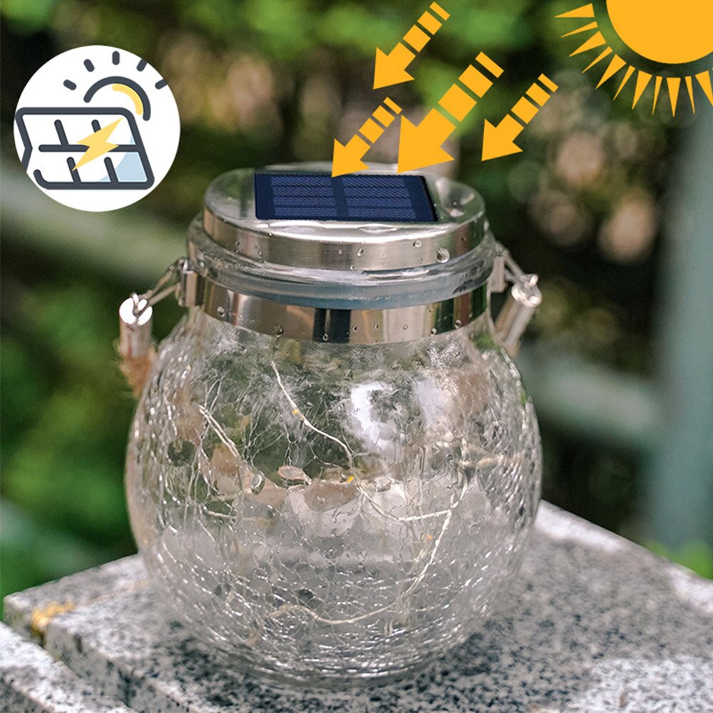 Lámpara led Solar lámpara colgante de grieta bola de cristal luz en frasco árbol para decoración del jardín al aire libre Luz de alambre de cobre Luz de Navidad