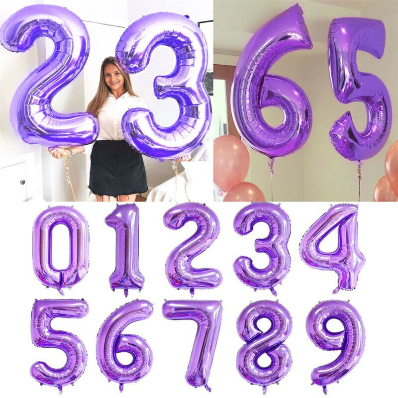 Foil Balloon Balloon 0-9 Numbers Wedding Purple Birthday Party Decor Violet 40''