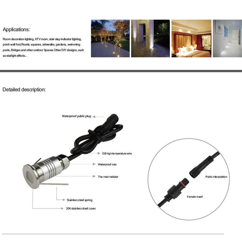 DC12V IP67 1W aluminio LED lámpara subterránea al aire libre cubierta impermeable gaden luz en el suelo empotrado escalones luces de suelo grondspot