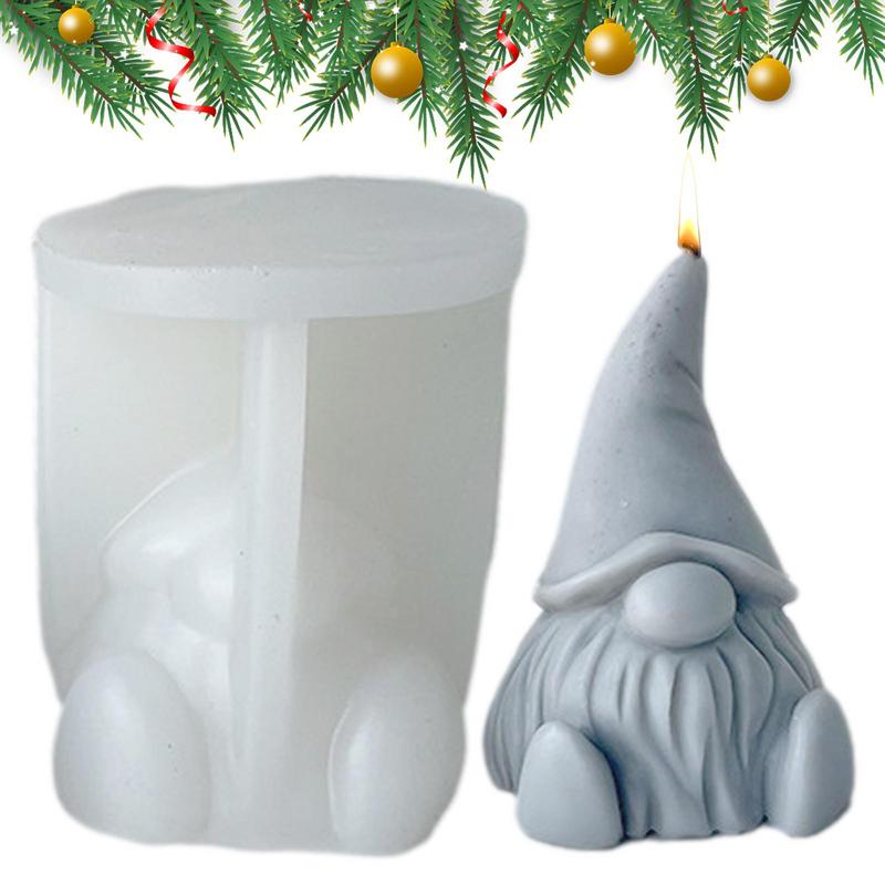 DIY Candle Silicone Mold 3D Gnome Christmas Handmade Gypsum Soap Cement Resin Molds Festival Xmas Candle Making Supplies