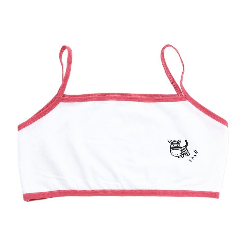Puberty Girls Single Layer Training Bra Cartoon Zebra Spaghetti Strap Underwear
