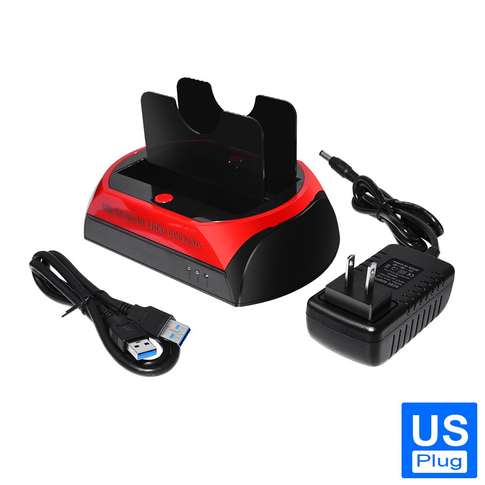 HDD Docking Station USB 3.0/Type C Dual Internal Hard Disk Drive Docking Station HDD Enclosure for 2.5 Inch 3.5 Inch IDE/SATA: US plug