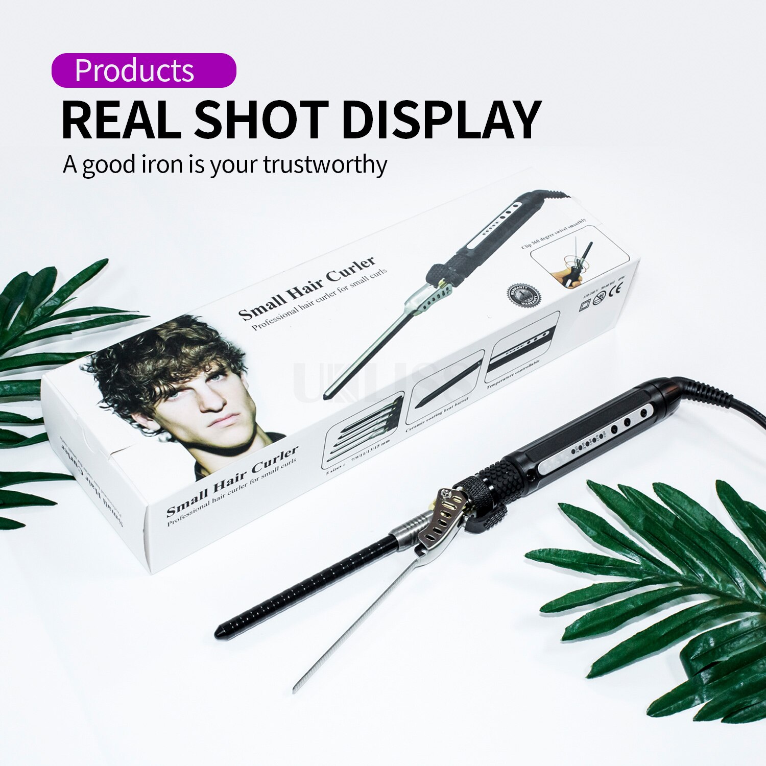 1/4 Inch Small Barrel Rotating Curling Iron 7mm Spin Curler Barrel Thin Wand Tourmaline Ceramic Mini Short Hair Curler