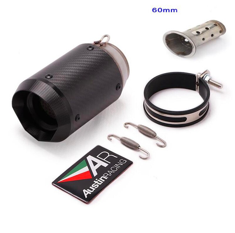 Tubo de escape de fibra de carbono para motocicleta, 51mm/60mm, Austin Racing tubo, escape de moto, pegatina AR: 60 mm F