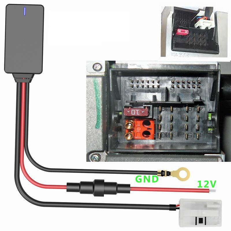 Bil bluetooth adapter rcd 310 rcd 510 hovedmotor 12 ben auto bluetooth modtager til volkswagen rcd 310 510 vært
