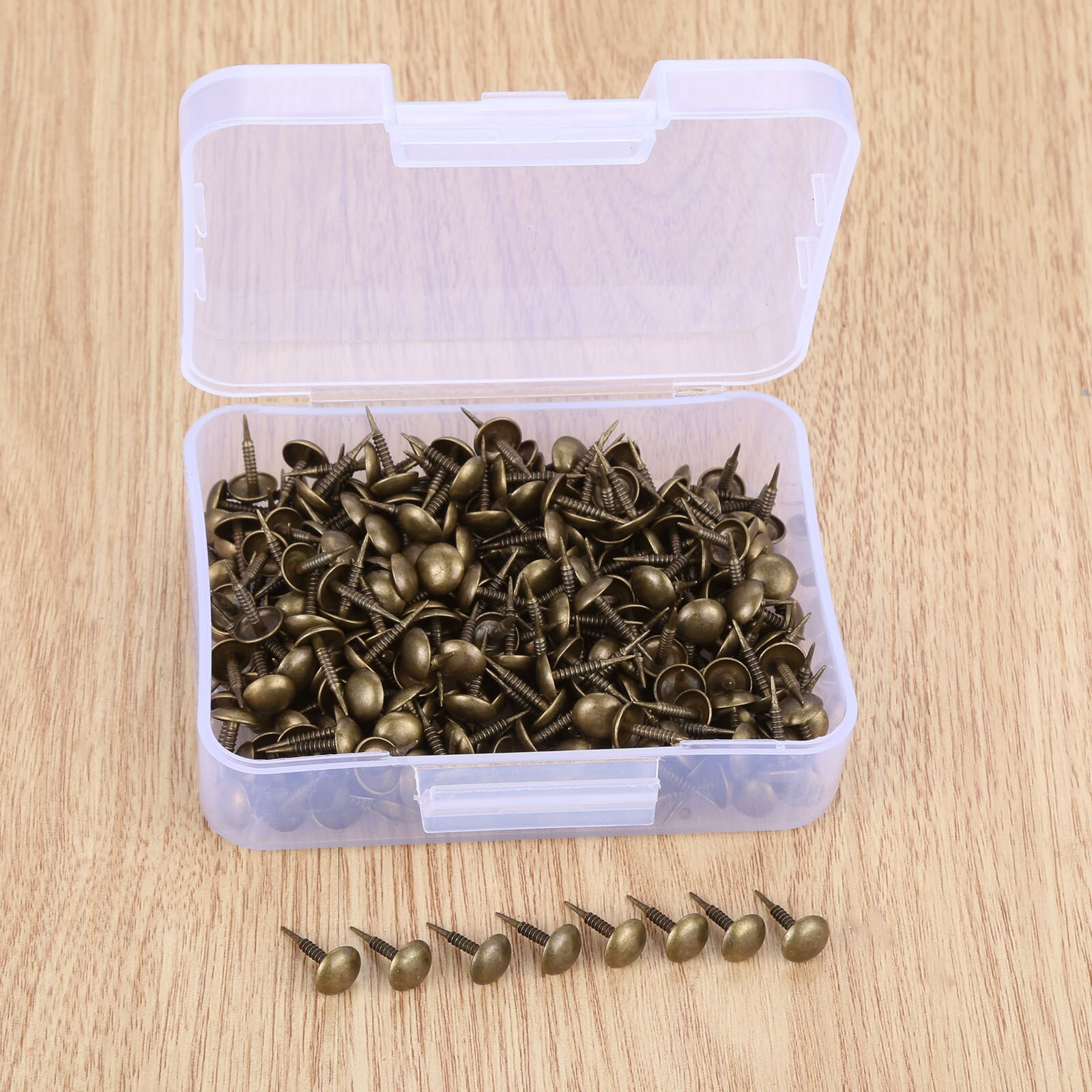 300 st 8*15mm klädsel spik smycken trälåda möbler tack stud knäppnål dörrnagel klädsel stift hantverk + förvaringslåda
