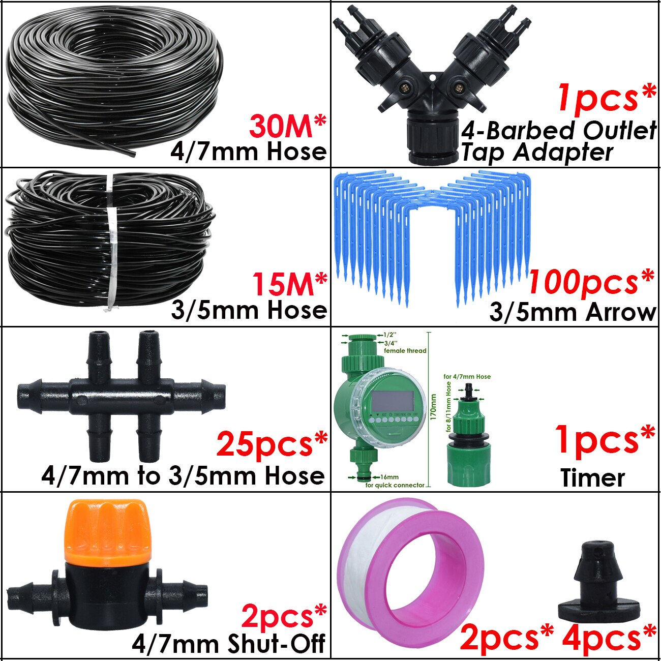 Kas Automatische Elleboog Emitter Drip Systeem 4/7 3/5Mm Slang Tuin Watering Irrigatie Kit Voor Thuis Ingemaakte plant: Donker Kaki