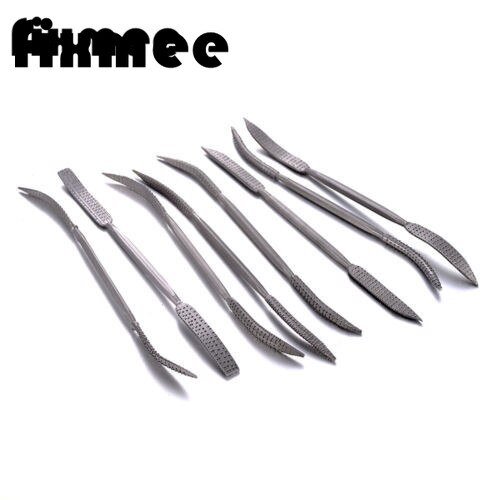 MonLiya 8 PCS 5.5 X 200mm Double Ended Riffler Wood Rasp File Set Woodworking Carving Rasping Coarse Handware Tools