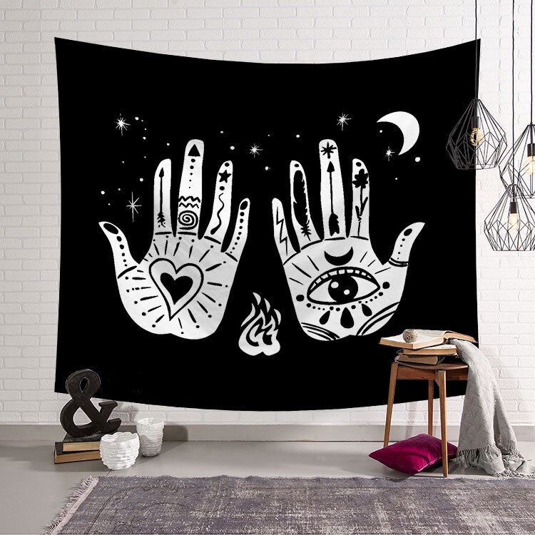 Tapiz de Mandala indio para colgar en la pared, colcha Hippie, decoración de arte gitano: B