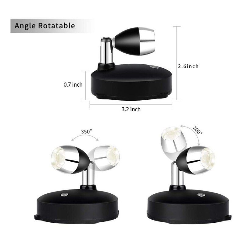 Wireless Spotlight Indoor Battery Operated Accent Lights Art Lights For Paintings LED Wall Light With Remote (2 Pack)