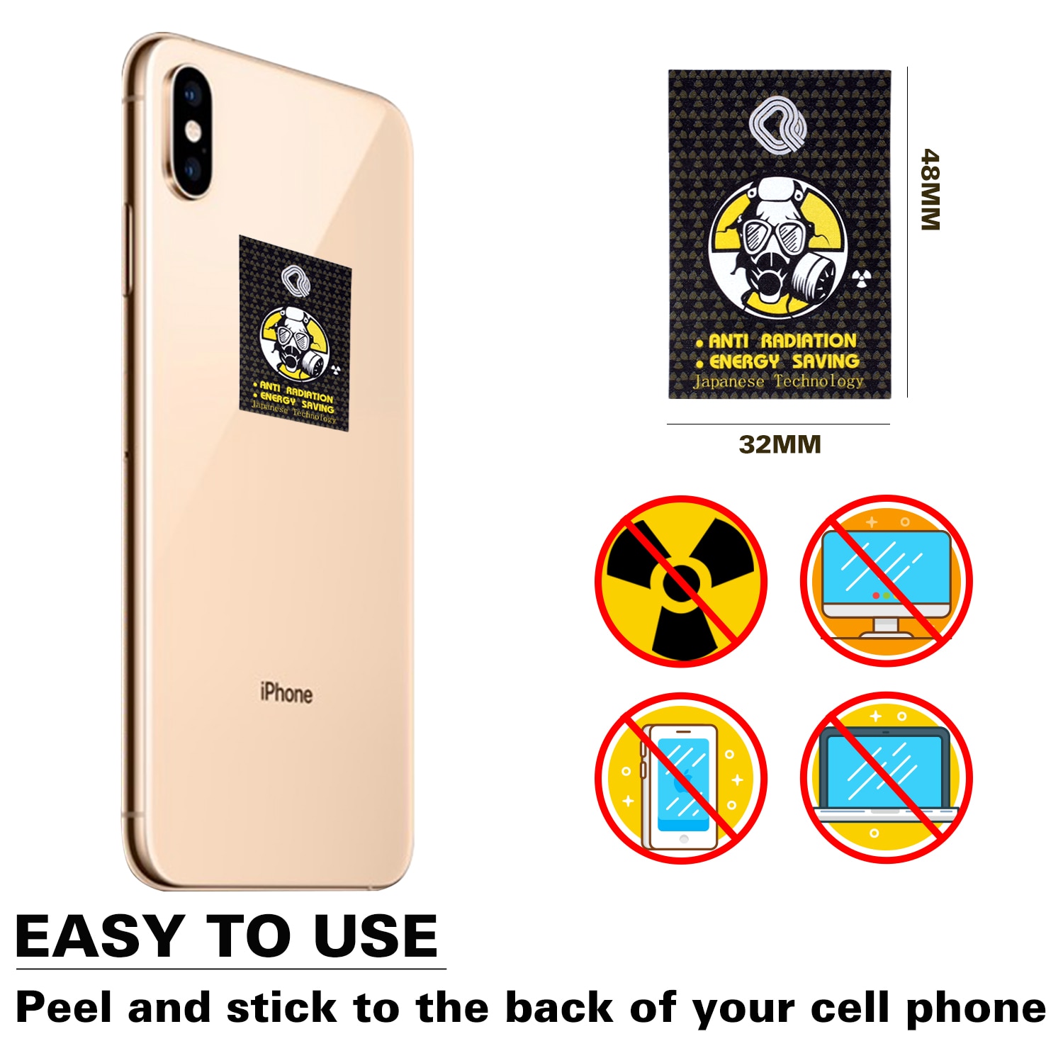 High quanlity 3000CC Ions Anti Radiation Stickers Health for Mobile Phone Fuel Saver Sticker 50pcs/lot