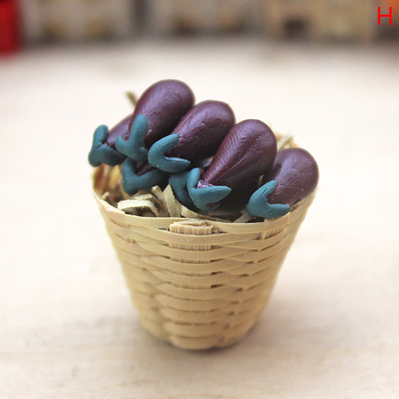 1:12 Mini Simulation Künstliche Obst Und Gemüse Puppe Haus Gemüse Bambus Korb Miniatur Zubehör Für Kinder 1 PC: H