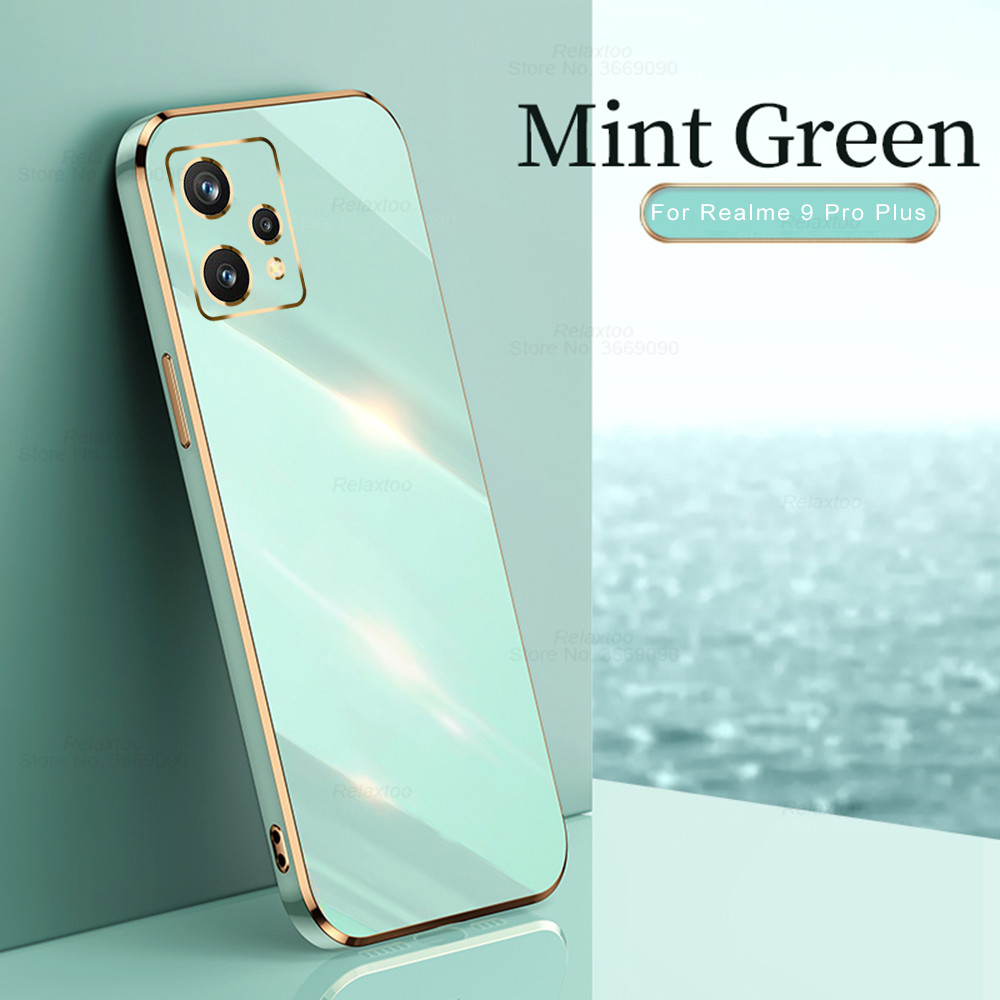 Luksusowe poszycie kwadratowa ramka silikonowe etui do Oppo Realme 9 pro plus proplus Realme9pro realmi 9pro + ochrona tylna obudowa telefonu: For Realme 9 proplus / green