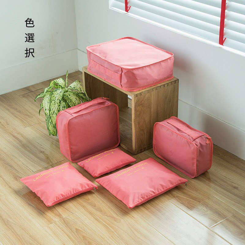 6 Stks/set Oxford Doek Reizen Mesh Bag In Bag Bagage Organizer Verpakking Cube Organiser Voor Kleding: Watermelon Red