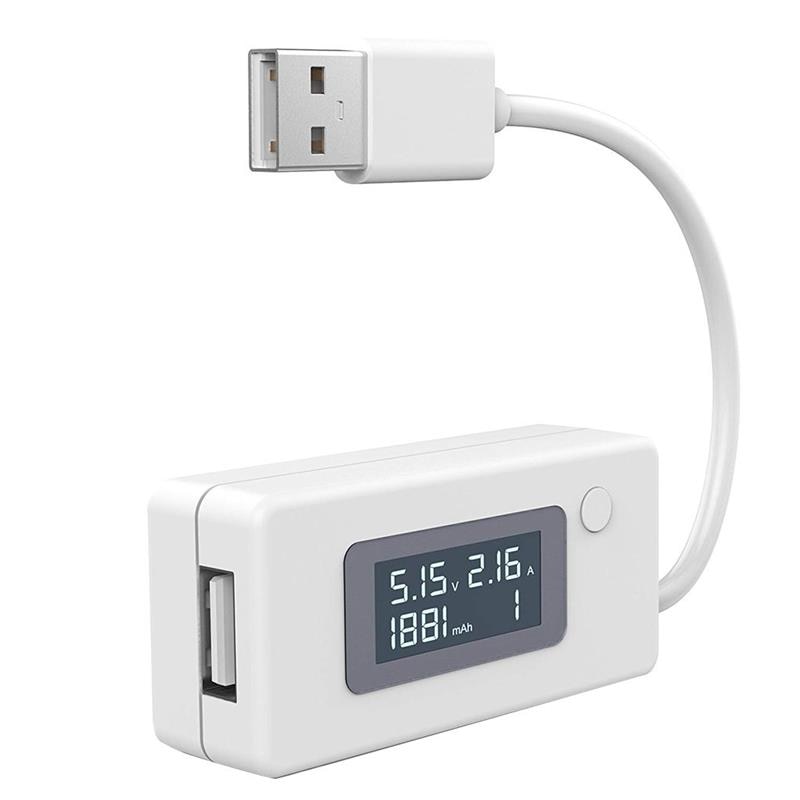 LCD Display USB Voltage/Amps Power Meter Tester Multimeter Test Speed of Chargers Cables Capacity of Power Banks: white