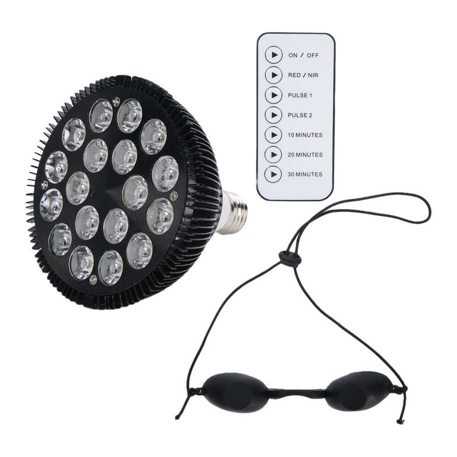 54W LED Red Infrared Therapy Light Bulb 660nm/850nm With Remote Control Back Shoulder Physiotherapy Lamp Pain Relief Health Care