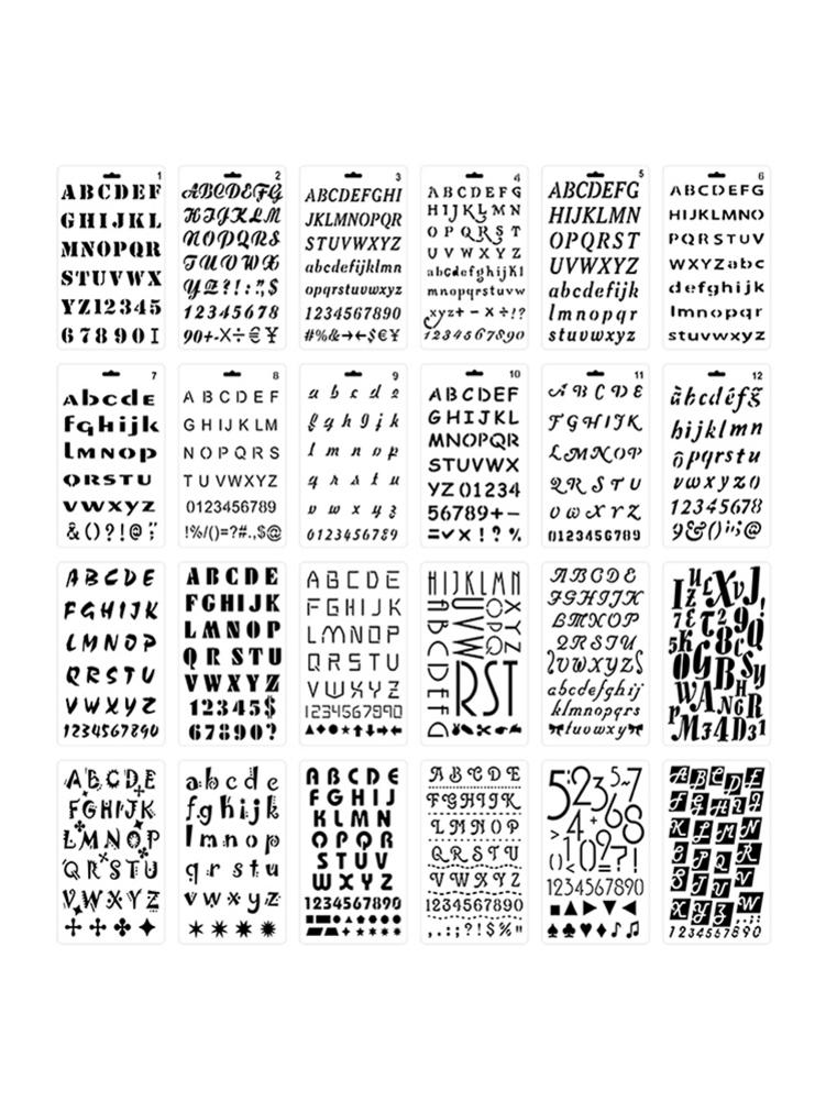 24Pcsletter Tekening Sjabloon Zacht Plastic Alfabet Stencils # W0