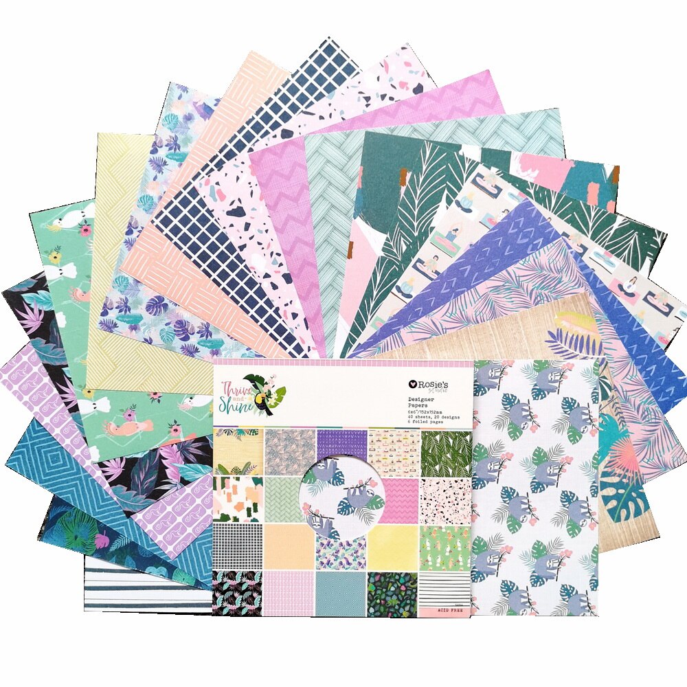 CRZCrafter 152x152mm 6 inch Scrapbooking Paper Pad 40 sheets Craft Paper Background pattern pack Acid free
