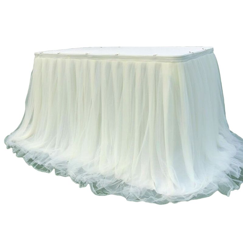 Mantel colorido de tul para mesa de recepción de postres decoración de falda para de boda, hogar, cumpleaños, material artesanal para falda de tutú: 11AG200891-BG