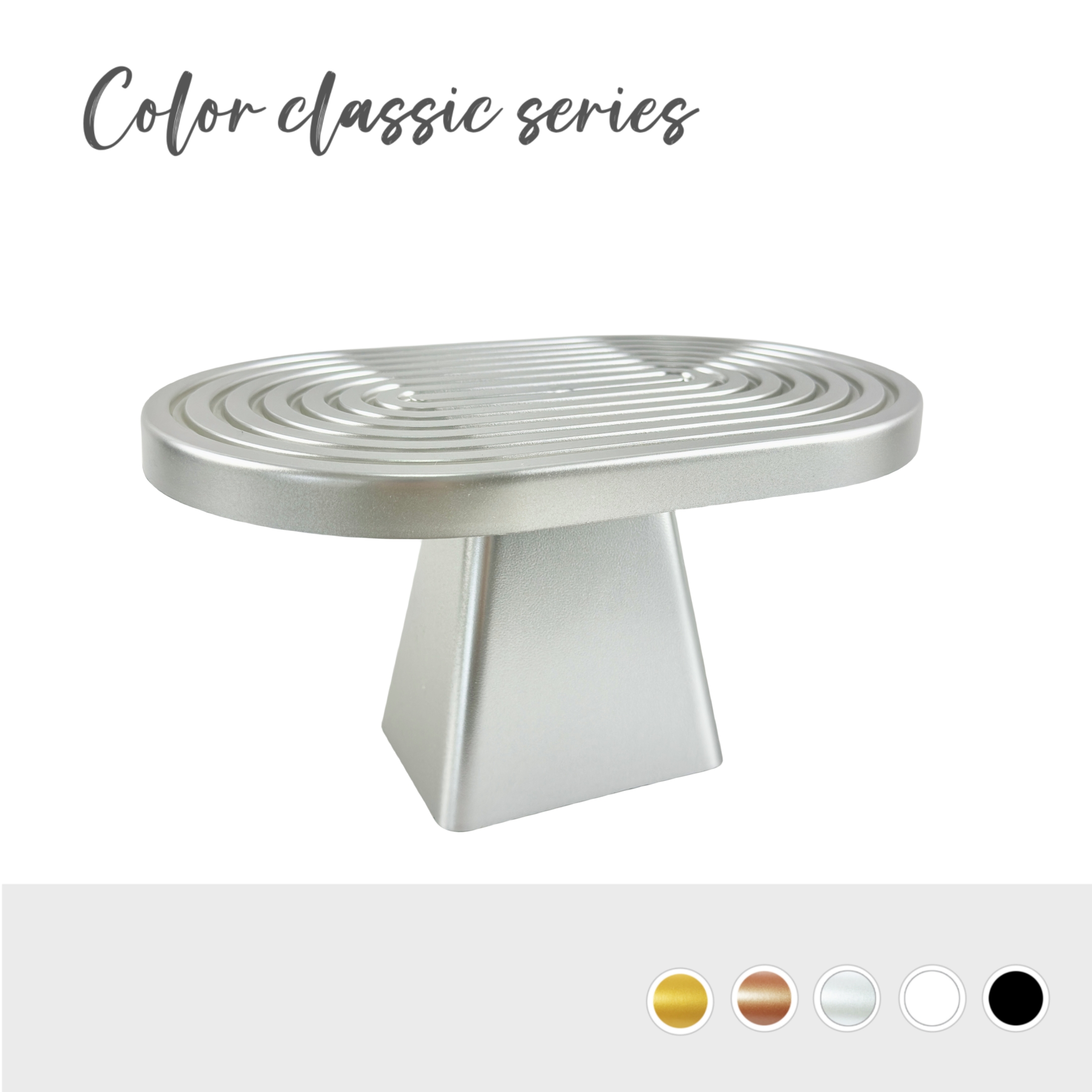 Support sur pied à gâteau monobloc et supports à cupcakes, assiette d'exposition de fruits et desserts pour réception pour bébé, mariage, fête d'anniversaire, Cele: Argent