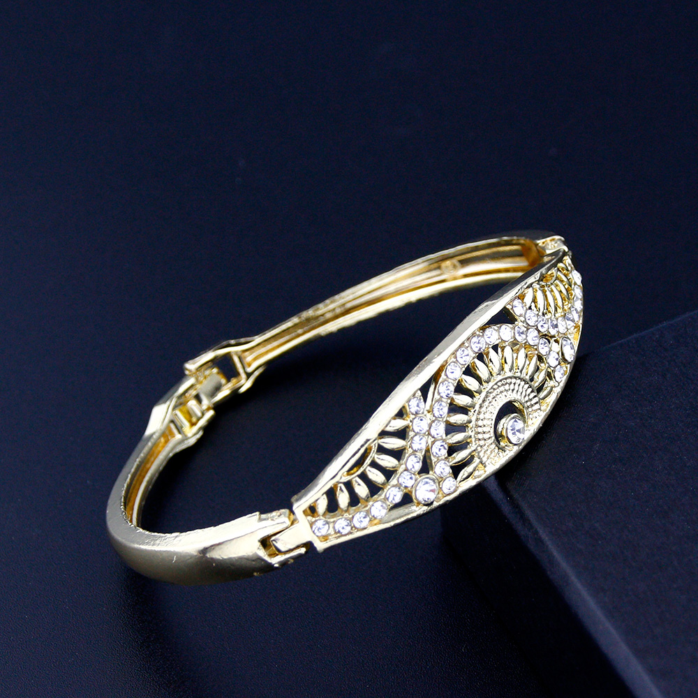 Brazalete Sunspicems Marruecos, pulsera fina para mujer, brazalete de cristal árabe, pulsera con lazo, Color dorado de 18 quilates, joyería de novia de Dubái: Pistola negra plateada