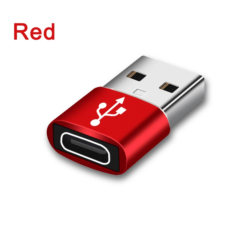 Adaptador usb c 2.0 tipo c para usb, conversor macho para fêmea, usb tipo-c para pc, laptops, acessórios para celular: Vermelho