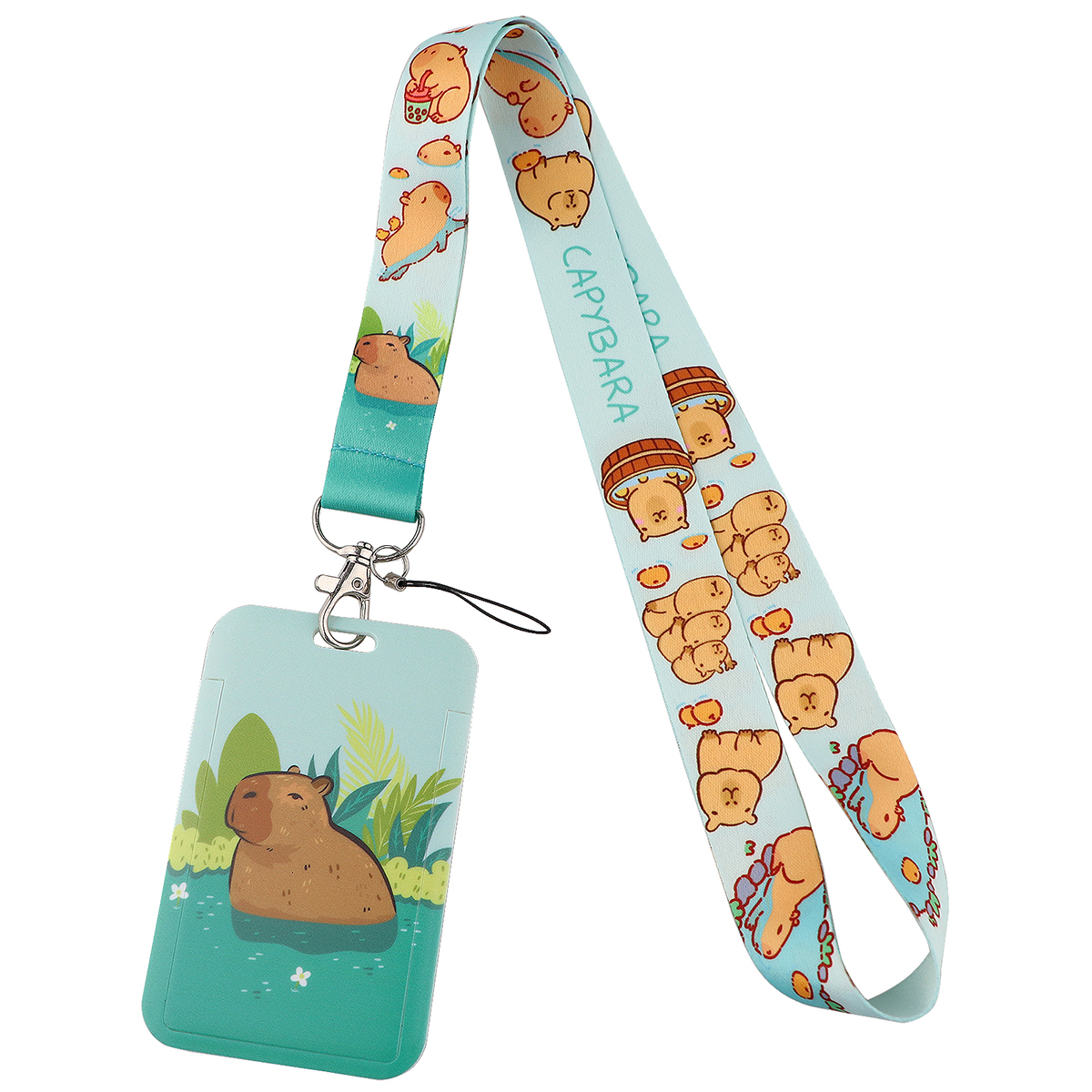 Cute Capybara Lanyard for Keys Neck Strap ID Card Badge Holder Cell Phone Strap Key Chain Key Holder Key Rings Accessories: green