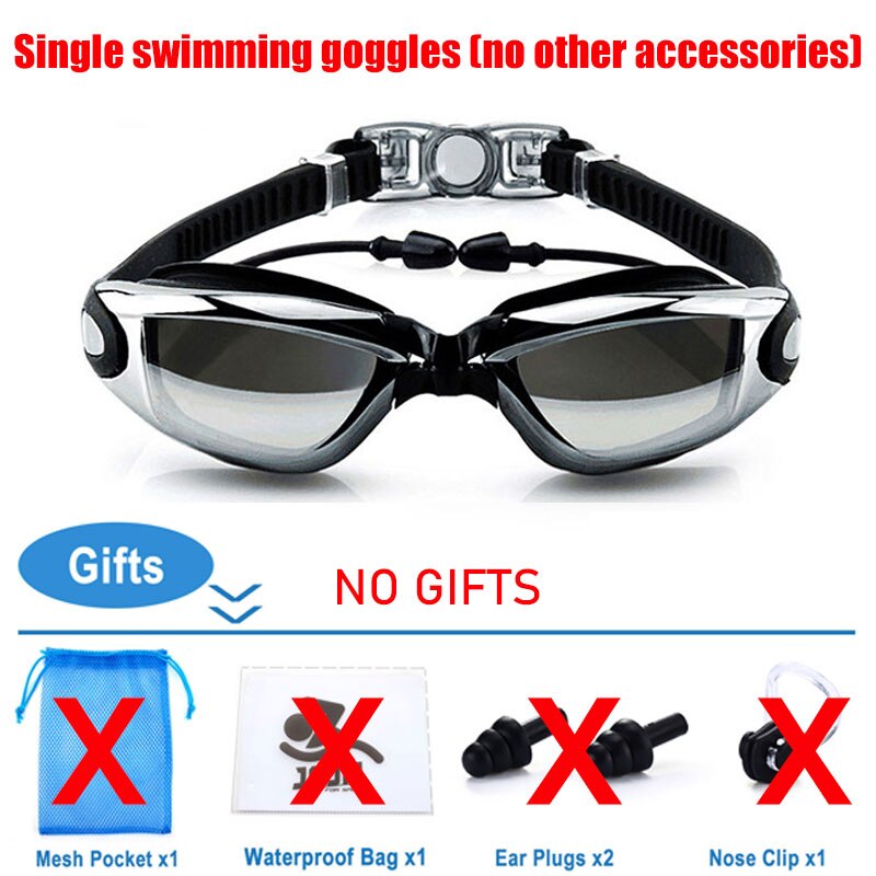 JSJM nowe profesjonalne wodoodporne poszycie wyczyść podwójne przeciwmgielne gogle pływackie anty-uv mężczyźni kobiety okulary pływackie silikonowe okulary: nie Pack - srebro