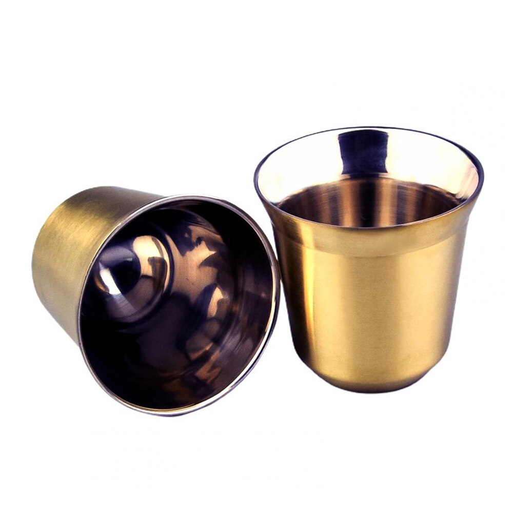 Tasse à expresso en acier inoxydable à Double paroi 80ml, isolant Nespresso Pixie, tasse à café en forme de Capsule, tasse thermique mignonne, tasses à café: A