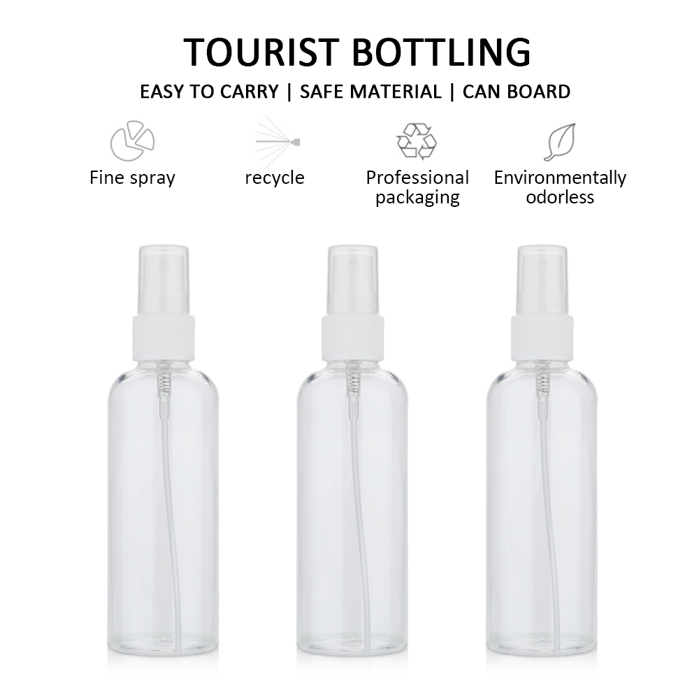 100ml genopfyldelige flasker rejse gennemsigtig plast kosmetisk parfume flaske forstøver tom lille sprayflaske giftig fri sikker