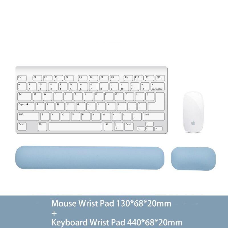 Memory Foam Toetsenbord Muis Polssteun Hand Ondersteuning Set Ergonomische Mousepad Kussen Mat Voor Office Laptop Computer Typen Gaming: Large set blue