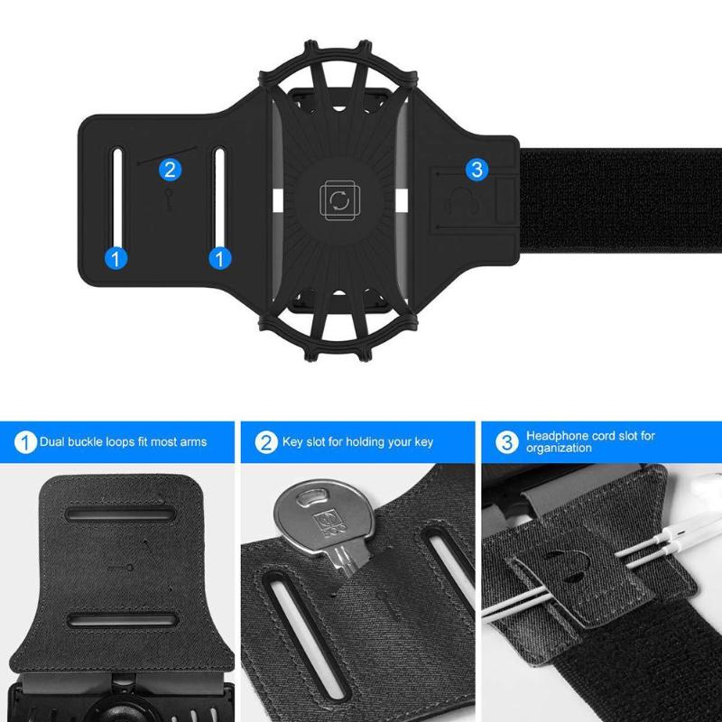 Sports Armband Phone Bracket Holder 360° Rotatable Detachable Running Wrist Stand for 4.0-6.5 Inch Phone