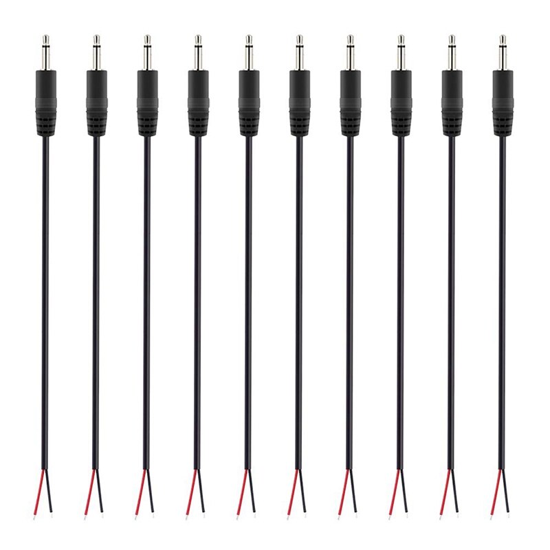 10Pcs Vervanging Stekker Naar Blote Draad Open End Ts 2 Pole Mono 1/8Inch 3.5Mm plug Jack Connector Audio Kabel Reparatie: Default Title