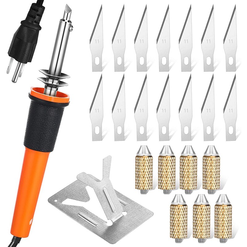 30Pcs Knife Cutting Tool Heated Knife Stencil Cutter With Metal Stand For Carving Multipurpose Plastic Vinyl US Plug: Default Title