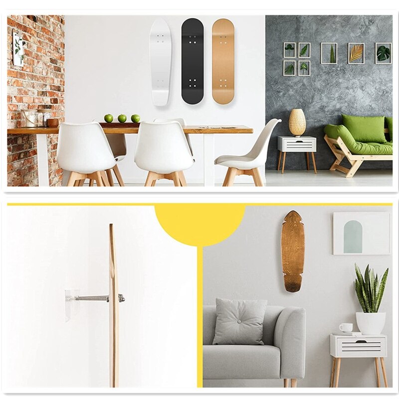 Skateboard Wall Mount Kit Indoor Acrylic Sliding Plate Display Holder for Longboard Skateboards Wall Mount