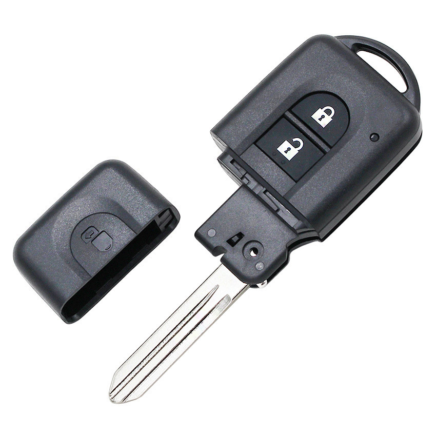 Fjernbetjening nøgle skal taske fob 2 knap til nissan micra x-trail qashqai juke duke pathfinder note med usleben nøgleblad