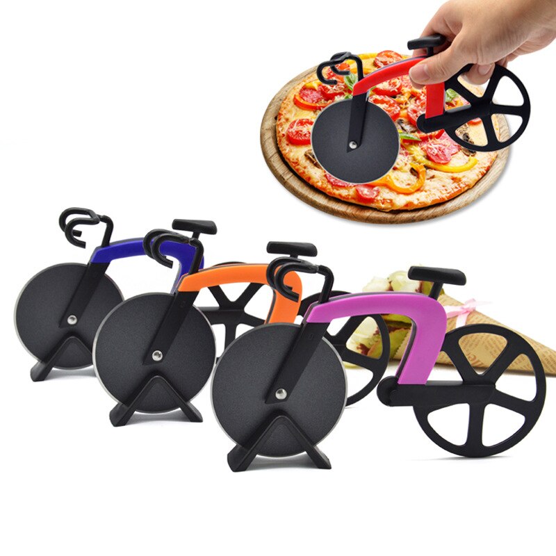 Coupe-Pizza en acier inoxydable, Gadget de cuisine, couteau à Pizza en forme de vélo, roue de vélo, rouleau de vélo, couteau à Pizza, outils de cuisine