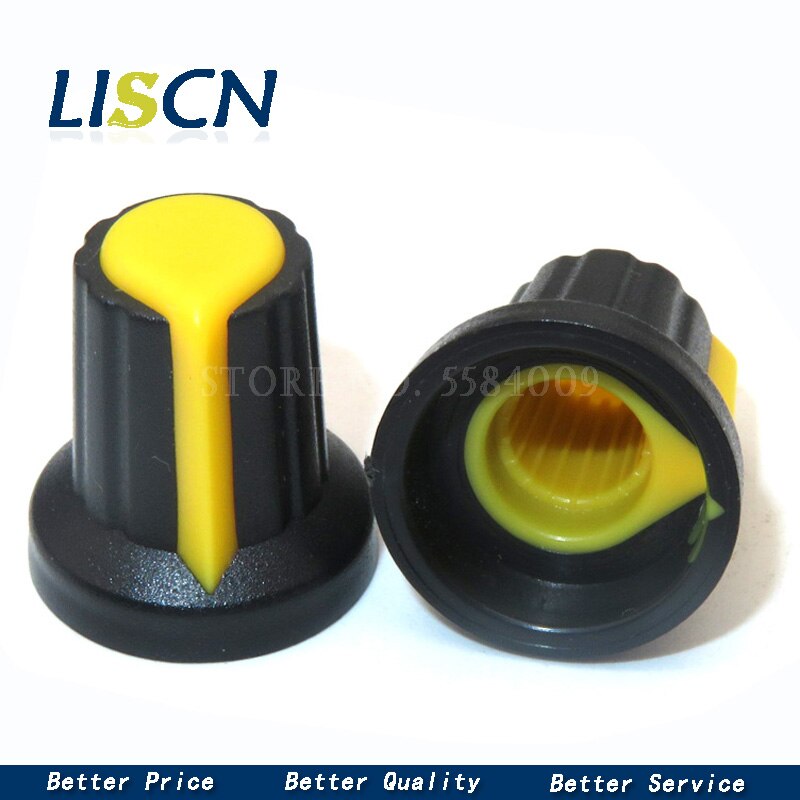 20PCS AG2 Switch Cap WH148 Plastic Knob Plum Handle 15X17mm Handle 6MM Potentiometer Cap: Yellow