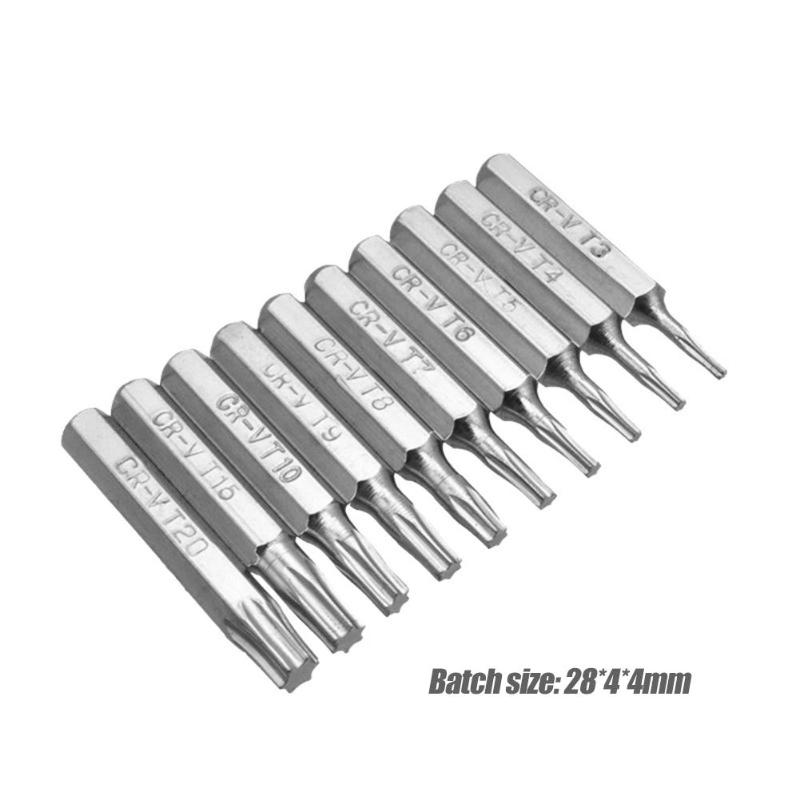 10Pcs 4Mm CR-V Torx Bits Set T3 T4 T5 T6 T7 T8 T9 T10 T15 T20 Batch Hoofd mobiele Reparatie Schroevendraaier Bits