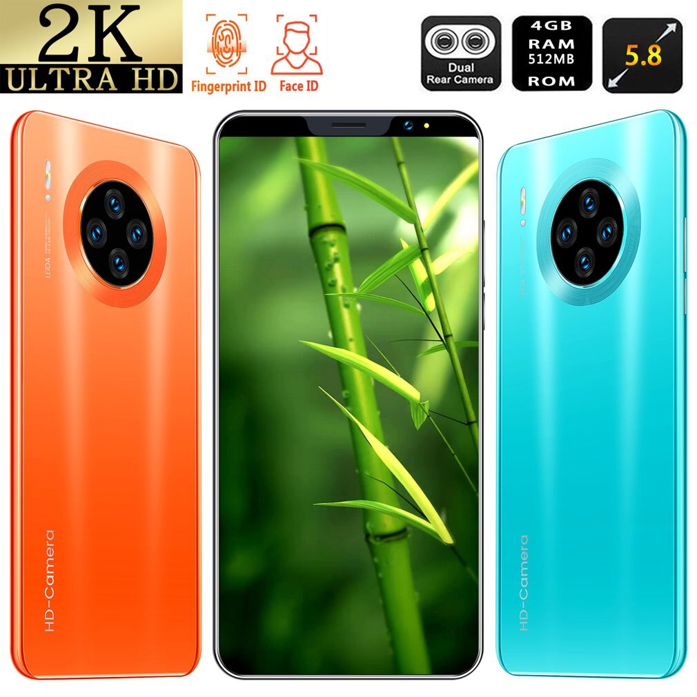 Mate33 pro smartphone com 512m + 4ggb grande memória 5.8 Polegada suporte de tela face/impressão digital desbloqueio duplo sim telefones celulares laranja