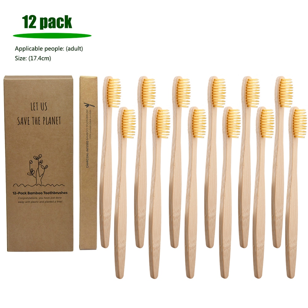12pcs Natural Bamboo Handle hard Toothbrush Oral Care Eco-friendly Tooth Teeth Rainbow Bristles Brushes Travel Toothbrush