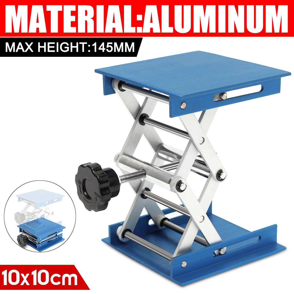 100X100mm Chemistry Laboratory Lifting Platform Adjustable Height University Lab Table Holder Lifter Aluminum Alloy Stand Rack