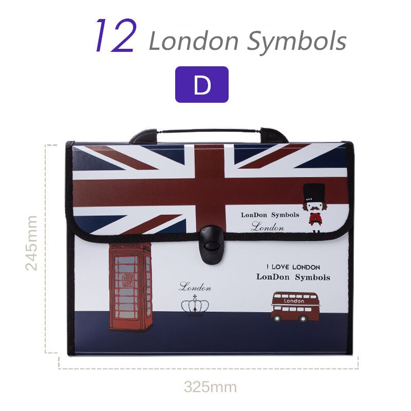 Bærbare london symboler orgelpose multifunktion  a4 dokumentposer arkivering pose opbevaring vandtæt arkmappe papir organiseret: Type d