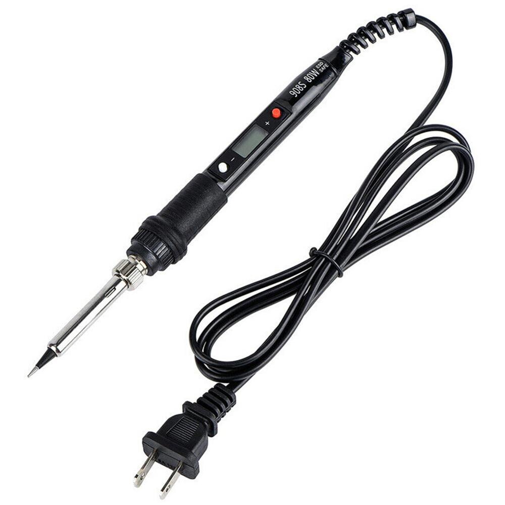 Soldador eléctrico de 80W, temperatura ajustable, 220V, 110V, estación de reparación de soldadura de hierro, accesorios de soldador: 110V US black