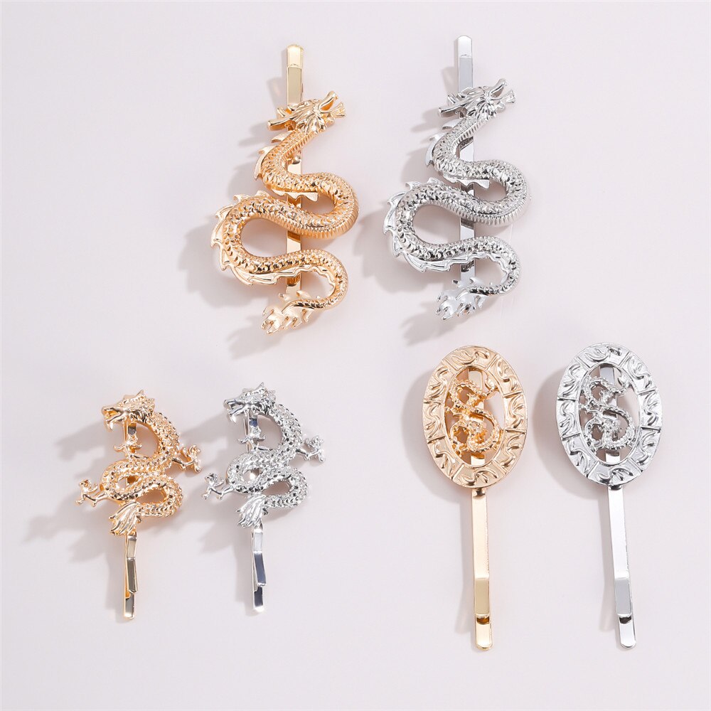 Uds.-Pinzas de pelo de dragón con personalidad Vintage, accesorios para el cabello geométricos de Metal para mujer y niña, accesorios de joyas para el pelo